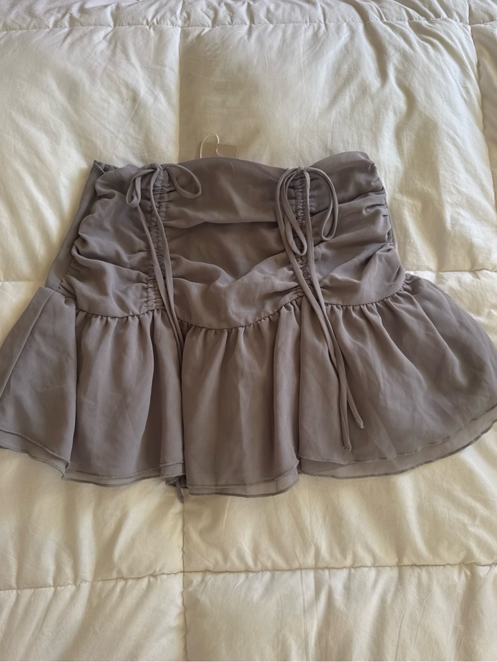 Tiered Tie-Detail grey Mini Skirt